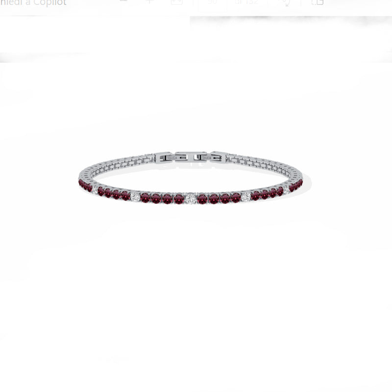 Bracciale Uomo Liu Jo Tennis Zircon Rossi  e Bianchi 4 MM Acciaio Lucido MLJ562